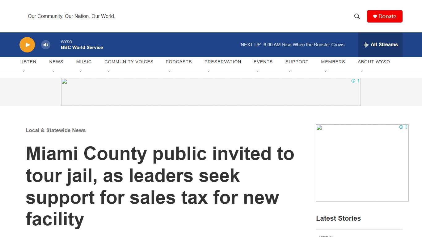 Miami County public invited to tour jail, as leaders seek support for sales tax for new facility WYSO